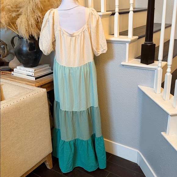 Umgee Layered Colors Cottage Sweet Home Puff Sleeve Maxi Dress Size 1X - Picture 6 of 9